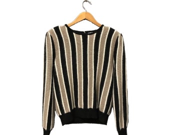 vintage striped fuzzy sweater 80s 1980s Brandini