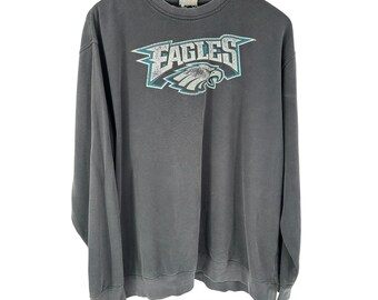 Sudadera vintage de los Philadelphia Eagles, color gris, de la NFL, Majestic.