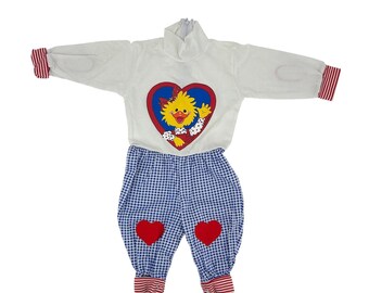Vintage Suzy's Zoo Baby Romper Outfit 6M Witzy Duck Jumpsuit 90s