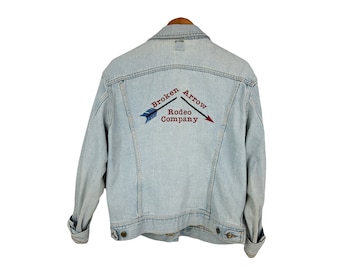 vintage 80s Lee denim jean jacket Broken Arrow Rodeo Company