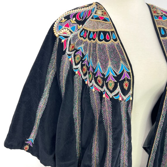 Vintage cloak cape embroidered beaded - image 8