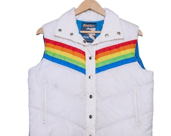 vintage 1970s vest Antler rainbow down 70s kelso
