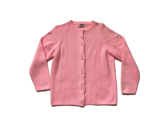 vintage 1960s cardigan sweater bubblegum pink gra… - image 1