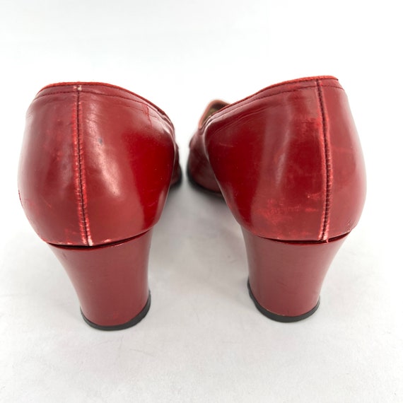 vintage 1940s peep toe heels red shoes - image 6