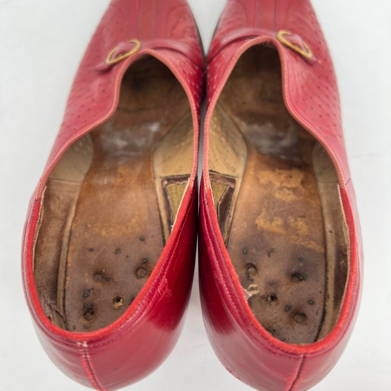 vintage 1940s peep toe heels red shoes - image 7