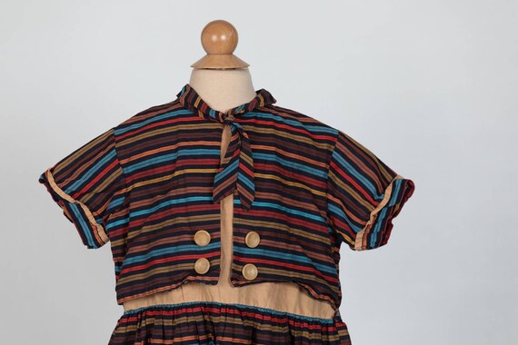 Vintage 1950s striped girls dress - image 2