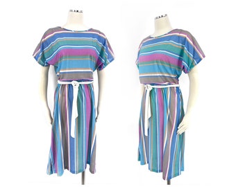 vintage 80s striped dress with belt