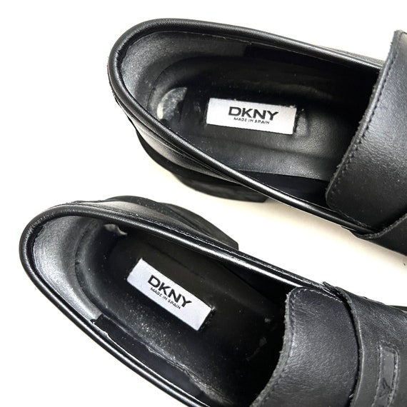 vintage 90s Y2K chunky heel leather loafers DKNY … - image 5