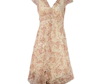 vintage Y2K sheer floral dress fairycore paisley ruffle