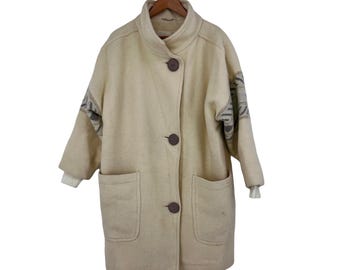 vintage Icelandic wool coat oversized Lagenlook 80s Alafoss Icewool jacket