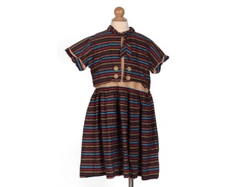 Vintage 1950s striped girls dress