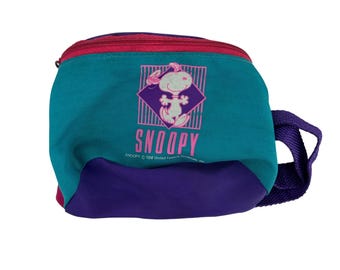 Vintage 80s Snoopy Fanny Pack Kids Size Peanuts Sling Bag Child Boy Girl