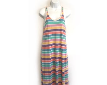 vintage 80s Esprit tank dress racerback striped pastel
