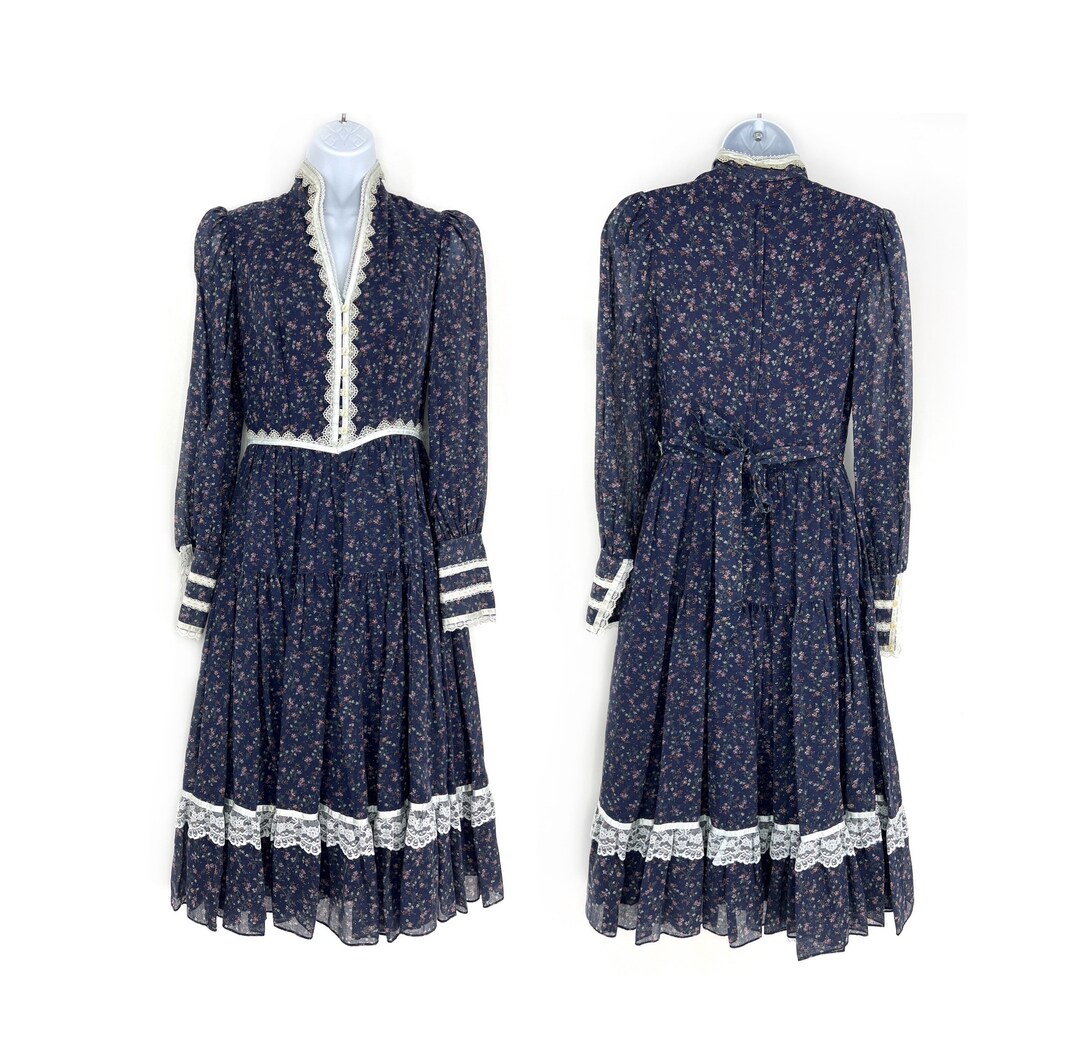 Vintage 1970s Gunne Sax Dress Prairie Floral Calico Cottagecore Boho ...