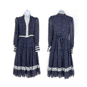 vintage 1970s Gunne Sax dress prairie floral calico cottagecore boho 70s