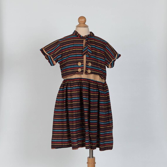 Vintage 1950s striped girls dress - image 7