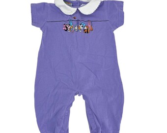 Vintage Disney Baby Girl Romper 12 months purple 90s Minnie Daisy Pluto