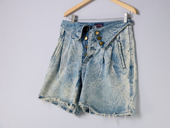 vintage 80s acid wash high rise denim jean shorts… - image 3