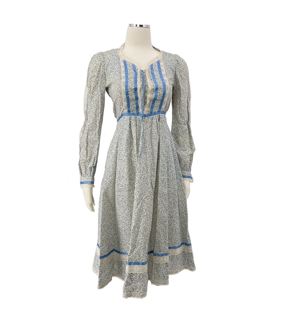 vintage 1970s floral peasant dress prairie calico… - image 7