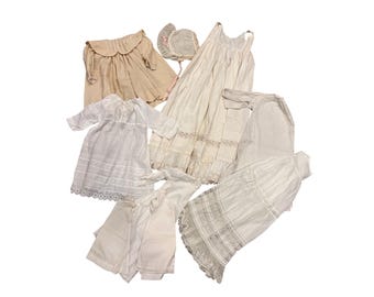 Antique Edwardian Baby Girls Clothing Lot tea dress, gowns, slips, lace, pintuck