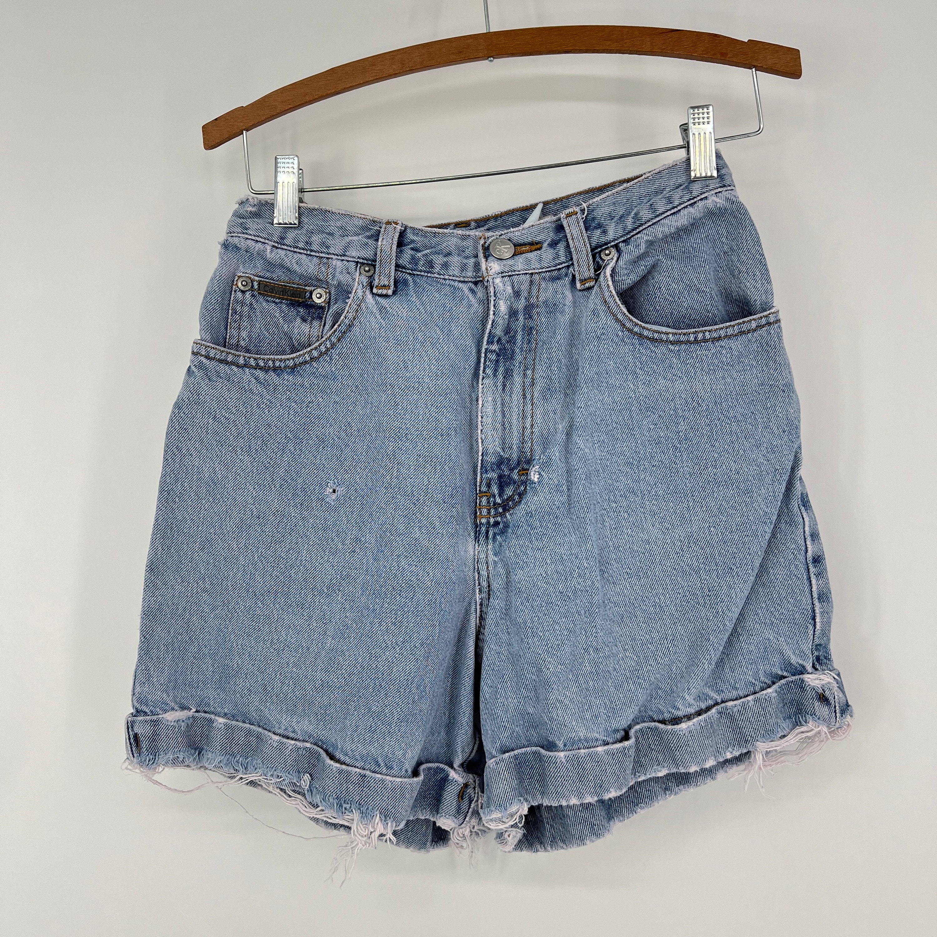 Vintage 90s CK One Calvin Klein Denim Jean Shorts Distressed High Rise Etsy