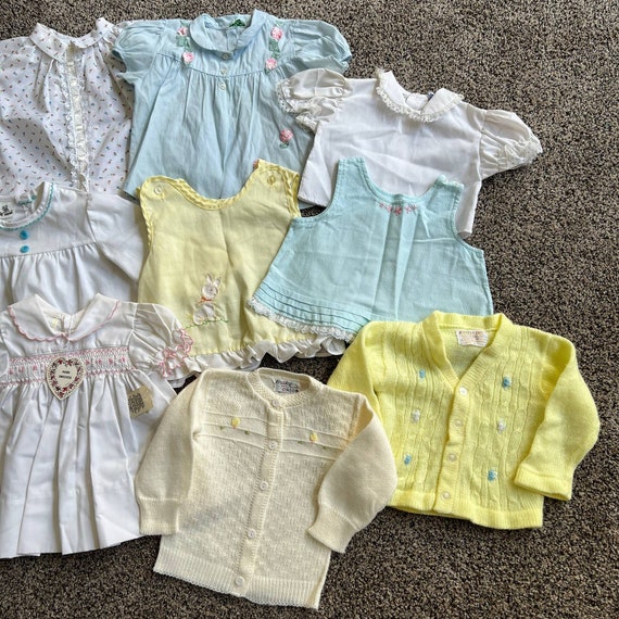 vintage baby girls clothing lot bundle tops, dres… - image 8