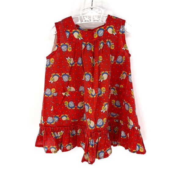 vintage 1970s girls dress novelty print turtles - image 2