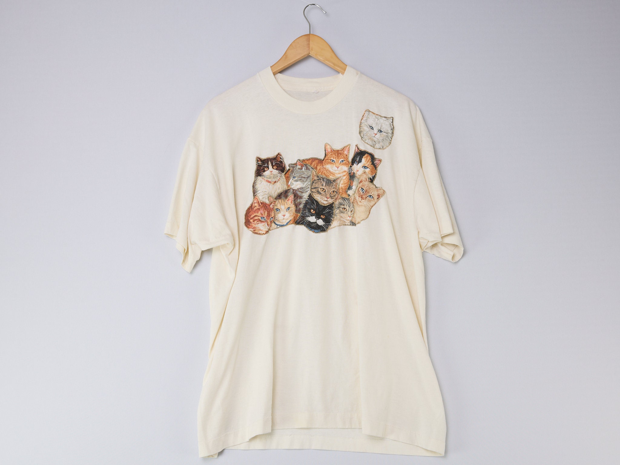 Vintage Cat T Shirt Oversized 80s 90s Novelty Print - Etsy
