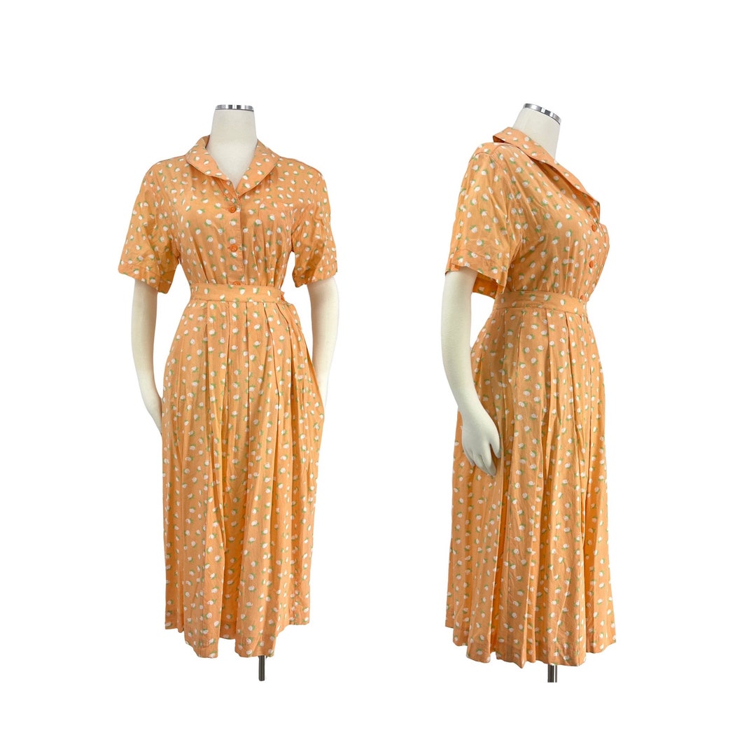Vintage Skirt Blouse Matching Set Peach Novelty Print 80s 1980s Outfit ...