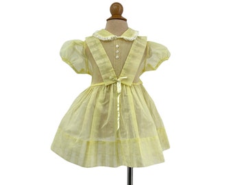 vintage 1950s girls sheer party dress yellow