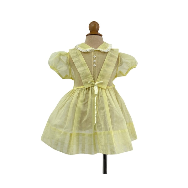 vintage 1950s sheer girls dress yellow