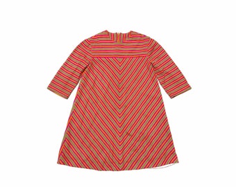 vintage 1960s striped mod dress girl 60s chevron