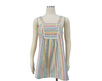 vintage 80s maternity top rainbow striped BABY buttons 1980s tank Oui III