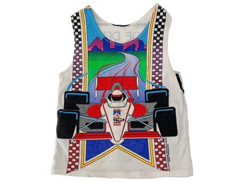 vintage 1990 Texaco Havoline Grand Prix Denver graphic print tank top kids racing 90s race car top shirt tee T shirt