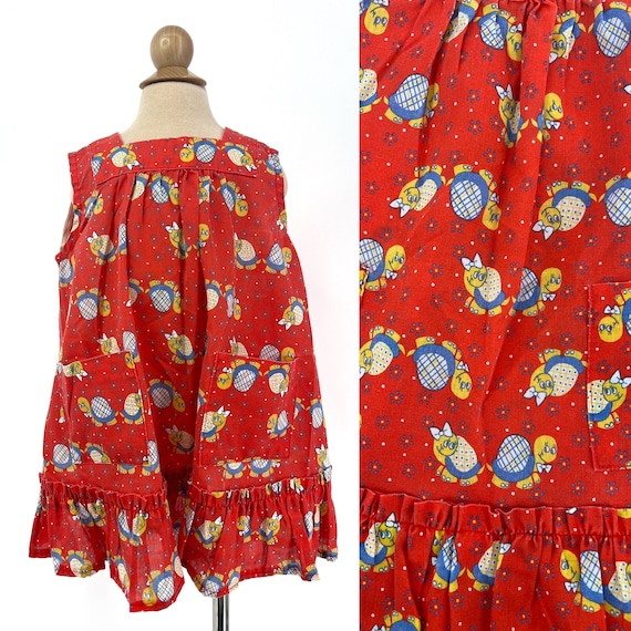 vintage 1970s girls dress novelty print turtles - image 1