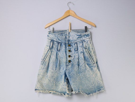 vintage 80s acid wash high rise denim jean shorts… - image 7