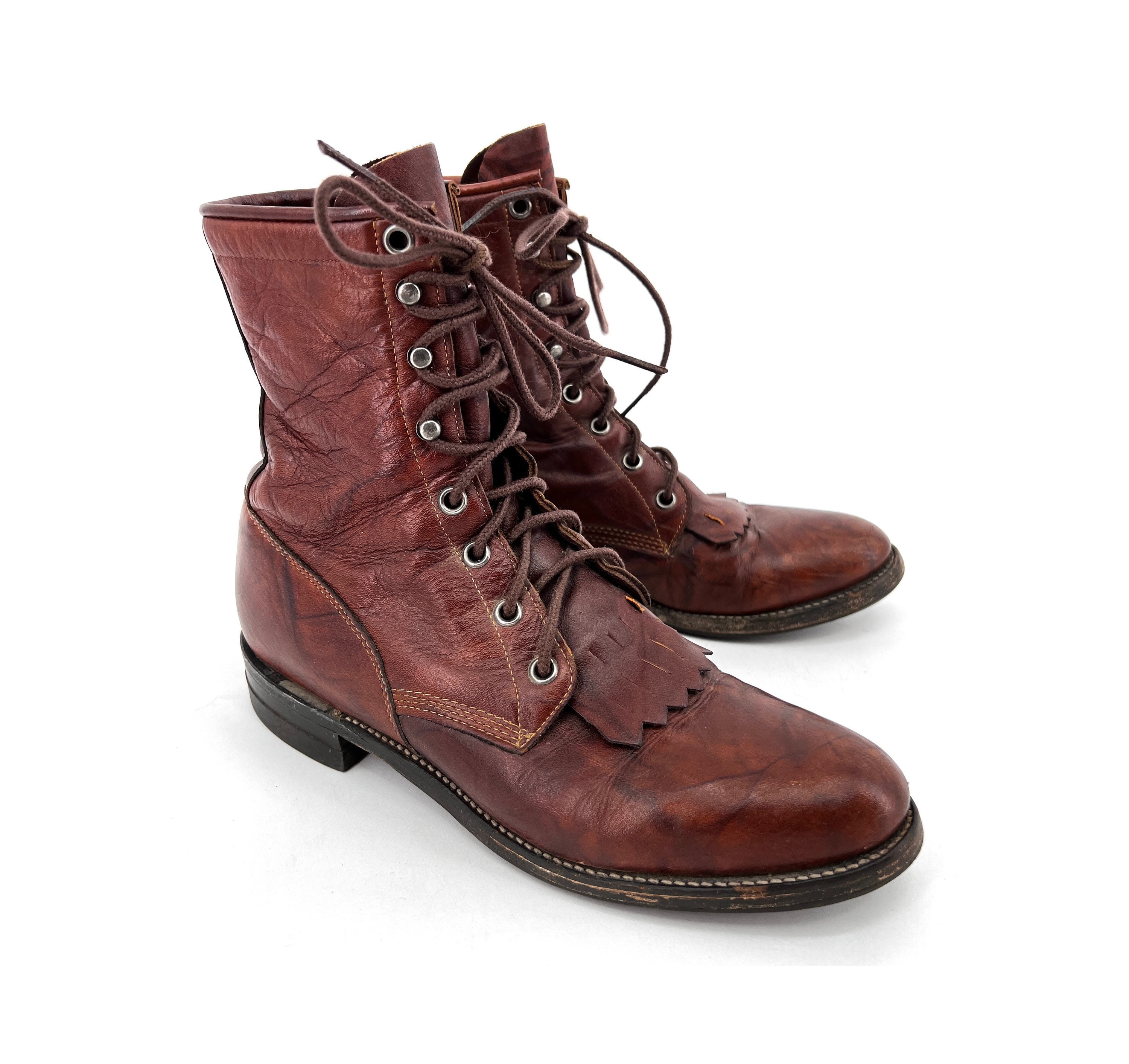 Justin Lace up Boots - Etsy