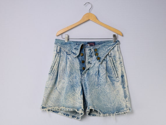 vintage 80s acid wash high rise denim jean shorts… - image 10