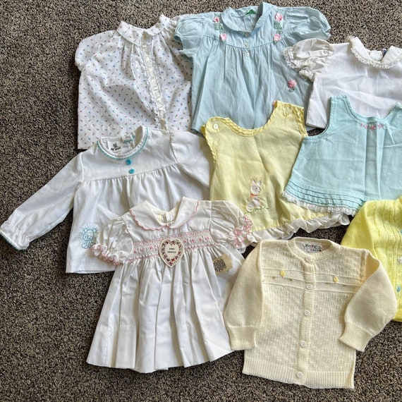 vintage baby girls clothing lot bundle tops, dres… - image 9