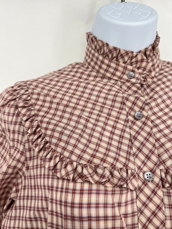 vintage 70s prairie blouse high collar top 1970s - image 7