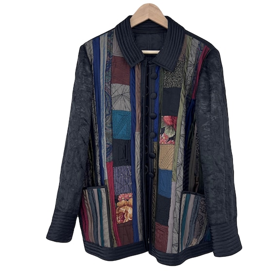 vintage patchwork jacket boho 90s - image 1