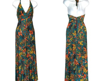 vintage 1960s psychedelic maxi halter dress