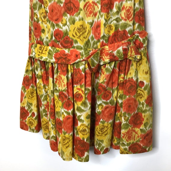 vintage 1960s floral drop waist dress 60s sleevel… - image 3