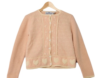 pull cardigan en laine brodé Susan Bristol vintage