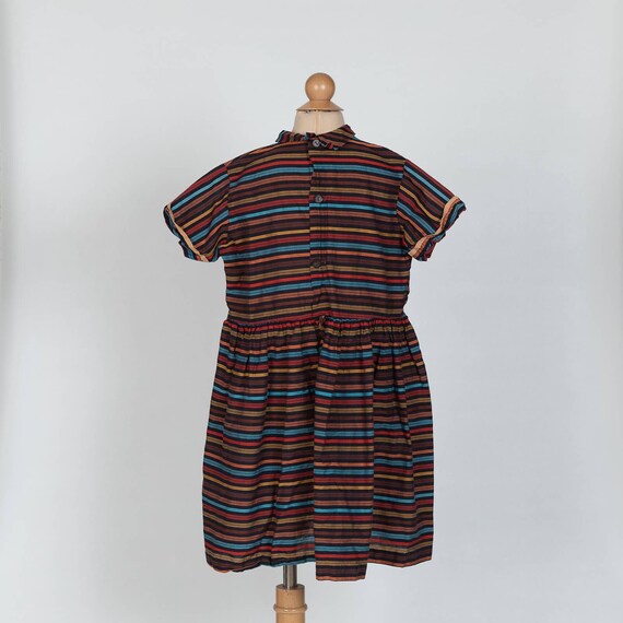Vintage 1950s striped girls dress - image 4
