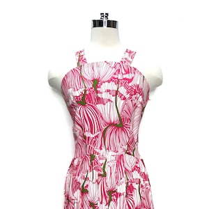 vintage 1960s pink floral dress Josephine Originals sleeveless