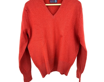 Vintage Peter Scott Lambswool V-Neck Sweater Made in Scotland Mens Knit