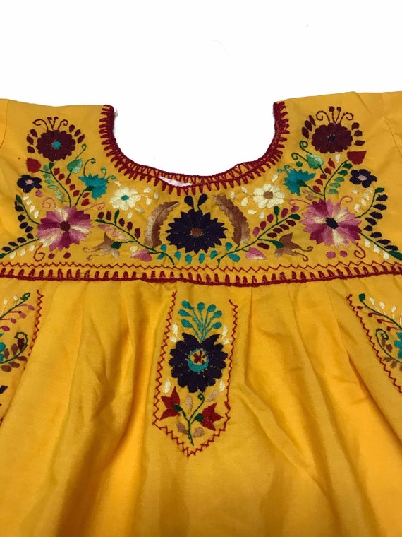 vintage Oaxacan girls dress embroidered floral Me… - image 4