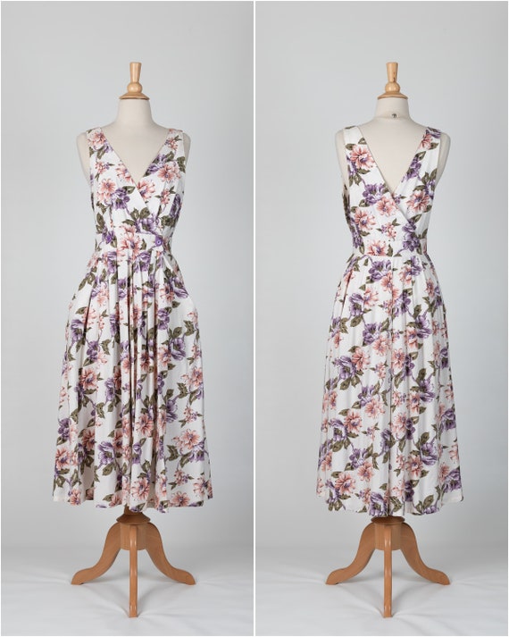 floral midi dress | 80s floral dress