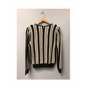 vintage 1980s striped sweater M retro petite 80s image 3